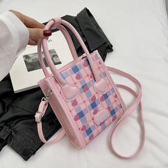 Y2K Plaid & Love Satchel Bag Crossbody Bag All Match