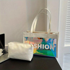 Transparent Large Capacity Tote Bag Waterproof Shoulder Handbag