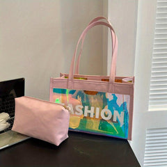Transparent Large Capacity Tote Bag Waterproof Shoulder Handbag