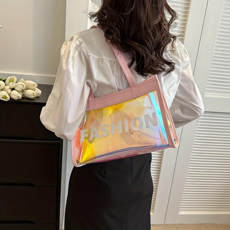 Transparent Large Capacity Tote Bag Waterproof Shoulder Handbag