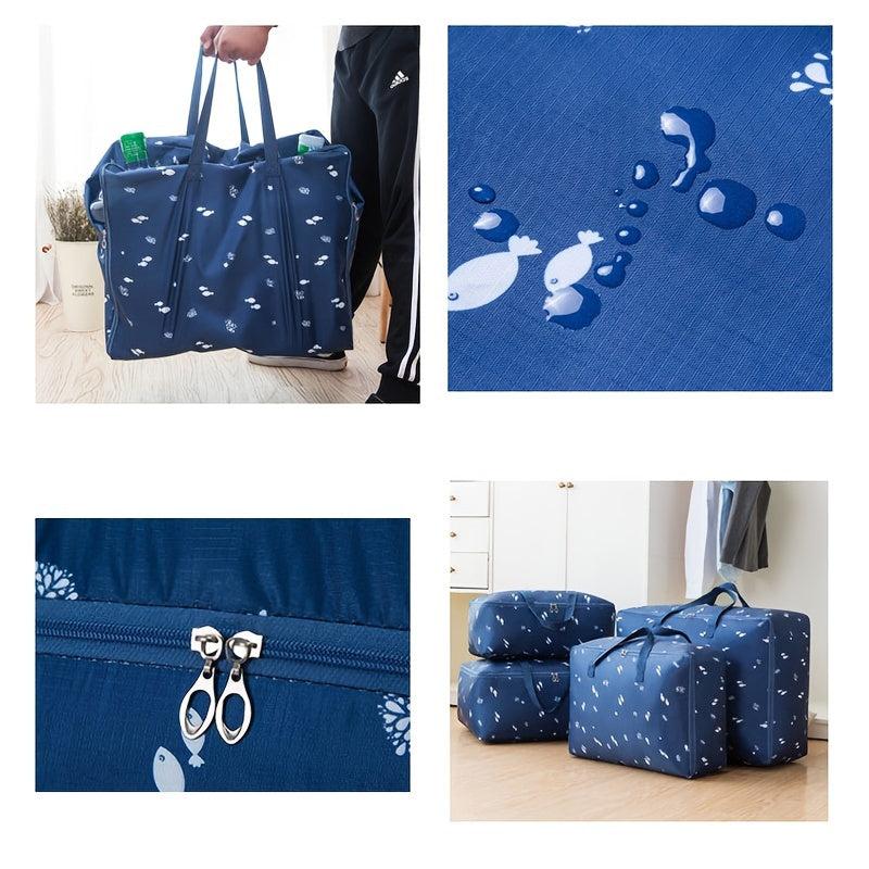 Large Capacity Clothes Zipper Bag Lightweight Cartoon Print Handbag
