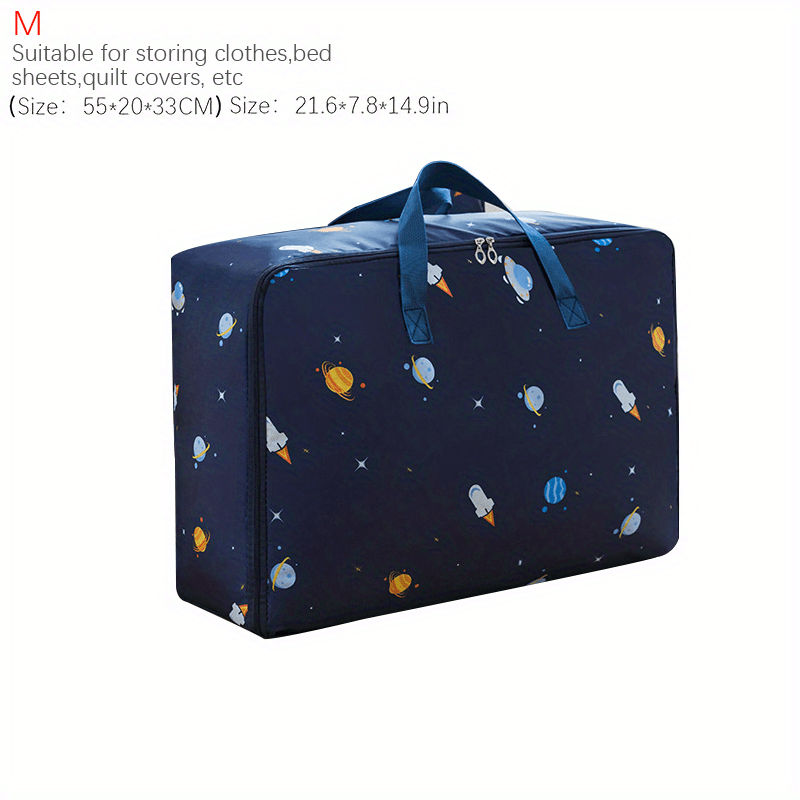 Large Capacity Clothes Zipper Bag Lightweight Cartoon Print Handbag