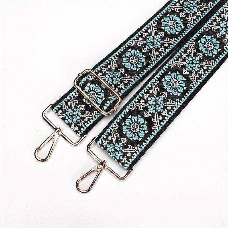 Vintage Embroidered Wide Shoulder Strap Adjustable Metal Buckle