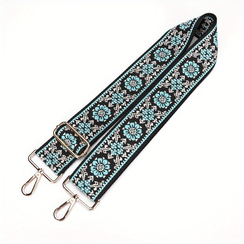 Vintage Embroidered Wide Shoulder Strap Adjustable Metal Buckle