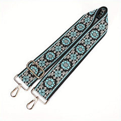 Vintage Embroidered Wide Shoulder Strap Adjustable Metal Buckle