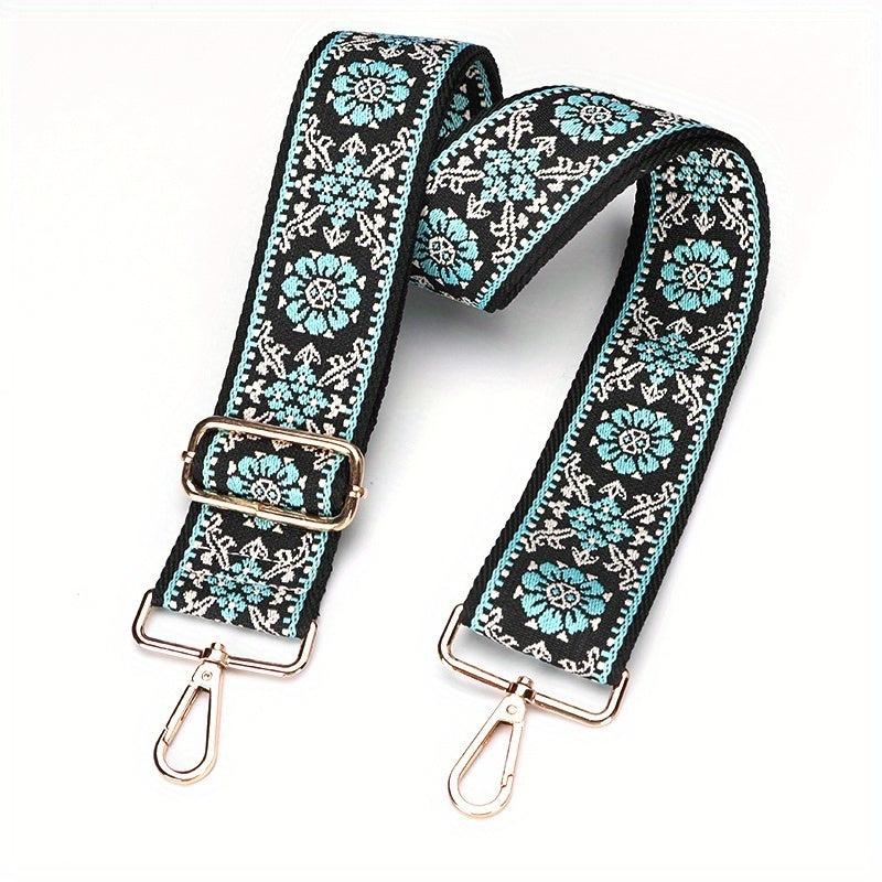 Vintage Embroidered Wide Shoulder Strap Adjustable Metal Buckle