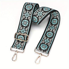 Vintage Embroidered Wide Shoulder Strap Adjustable Metal Buckle