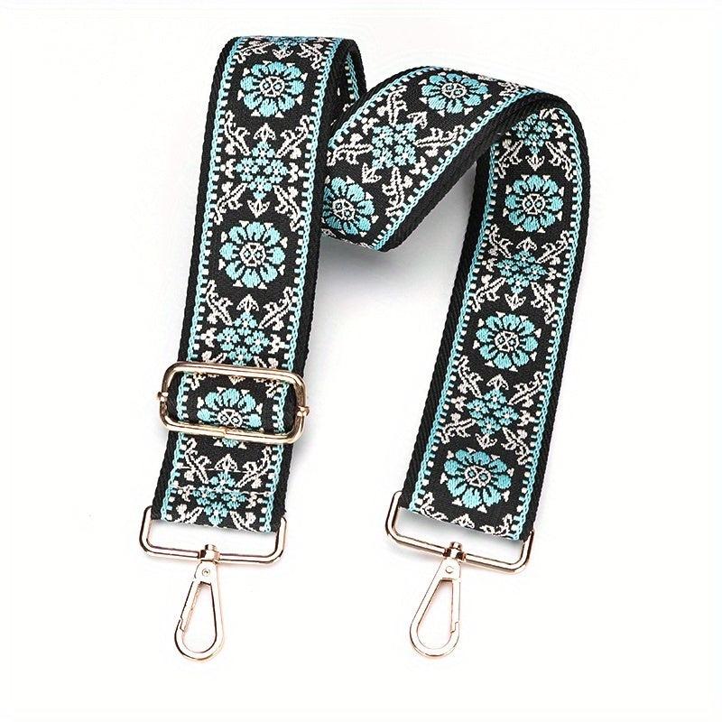 Vintage Embroidered Wide Shoulder Strap Adjustable Metal Buckle