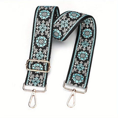 Vintage Embroidered Wide Shoulder Strap Adjustable Metal Buckle