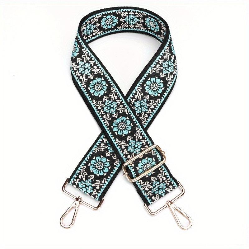 Vintage Embroidered Wide Shoulder Strap Adjustable Metal Buckle