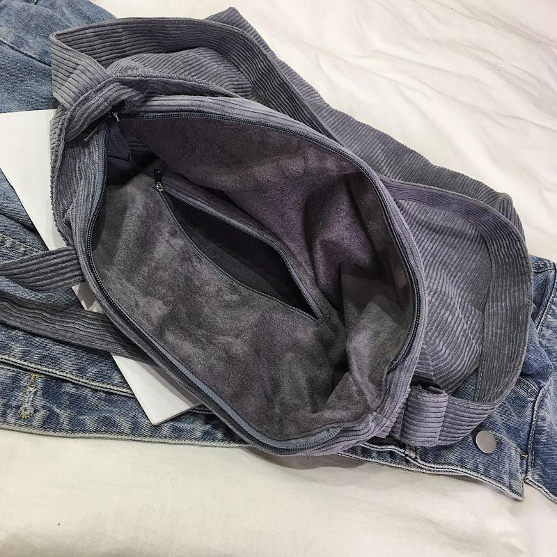 Corduroy Totes Bag Large Capacity Shoulder Handbags Hobo Crossbody Purse