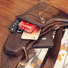 Vintage Leather Chest Bag Zipper Stylish Crossbody Bag Multifunctional