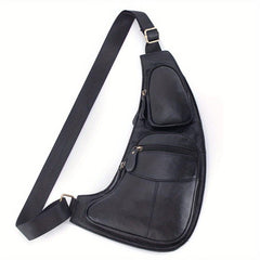 Vintage Leather Chest Bag Zipper Stylish Crossbody Bag Multifunctional