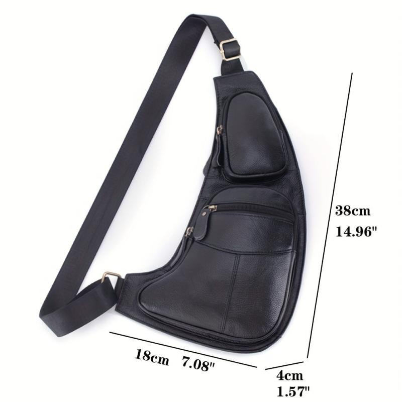 Vintage Leather Chest Bag Zipper Stylish Crossbody Bag Multifunctional