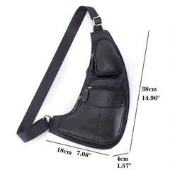 Vintage Leather Chest Bag Zipper Stylish Crossbody Bag Multifunctional