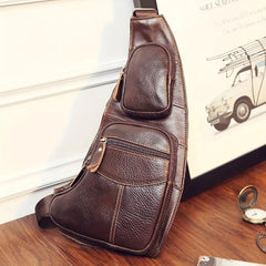 Vintage Leather Chest Bag Zipper Stylish Crossbody Bag Multifunctional