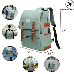 Student Backpack With USB Charging Port & Buckle Decor Flap