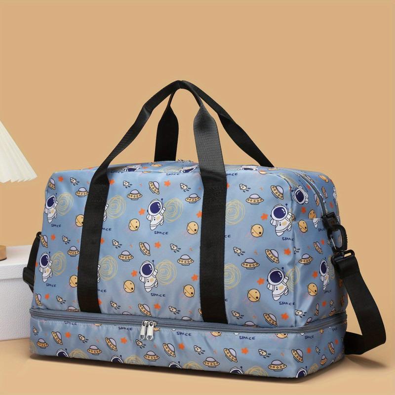 Cartoon Space Astronaut Pattern Travel Bag Large Capacity Gym Bag