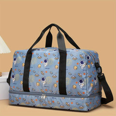 Cartoon Space Astronaut Pattern Travel Bag Large Capacity Gym Bag