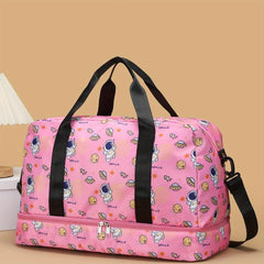 Cartoon Space Astronaut Pattern Travel Bag Large Capacity Gym Bag
