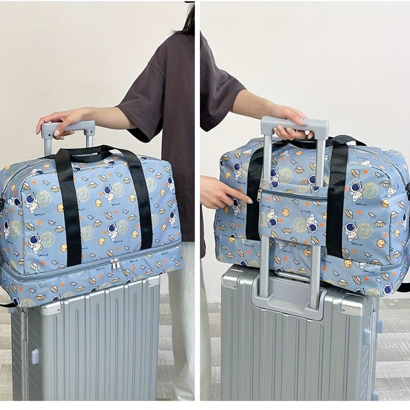Cartoon Space Astronaut Pattern Travel Bag Large Capacity Gym Bag