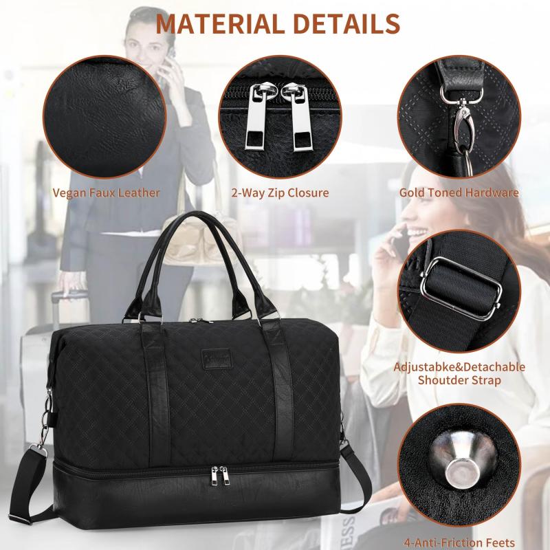 Quilted Large Capacity Weekender Duffle Bag Lightweight Luggage Bag