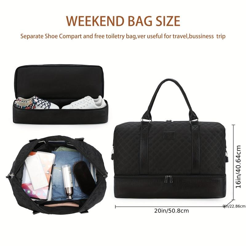 Quilted Large Capacity Weekender Duffle Bag Lightweight Luggage Bag