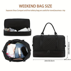 Quilted Large Capacity Weekender Duffle Bag Lightweight Luggage Bag