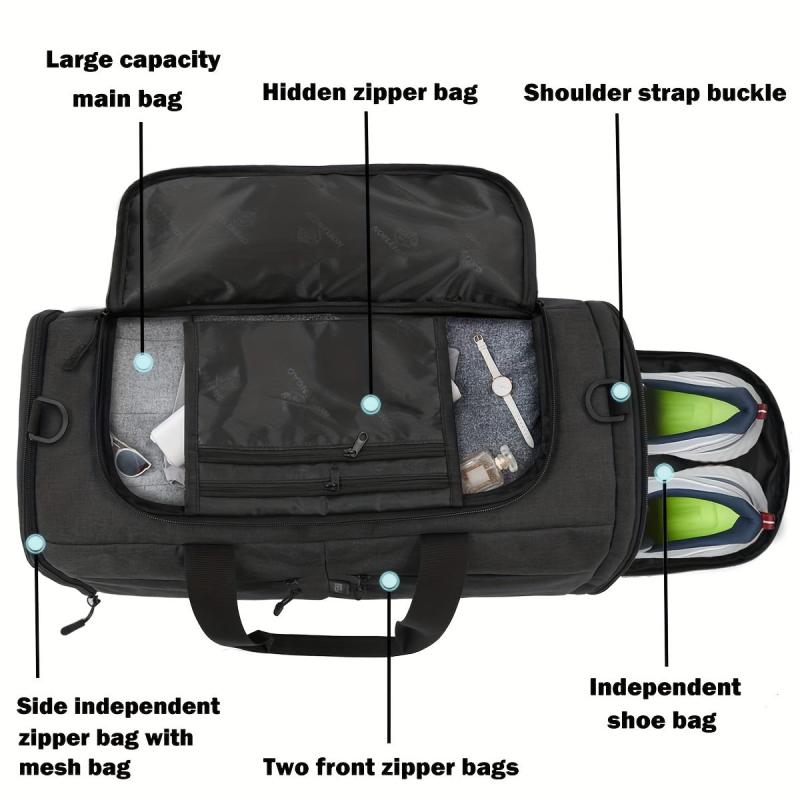 Dry & Wet Separation Gym Bag Travel Bag With Shoe Compartment