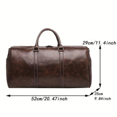 Vintage Faux Leather Travel Luggage Bag Large Weekender Overnight Bag