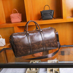 Vintage Faux Leather Travel Luggage Bag Large Weekender Overnight Bag