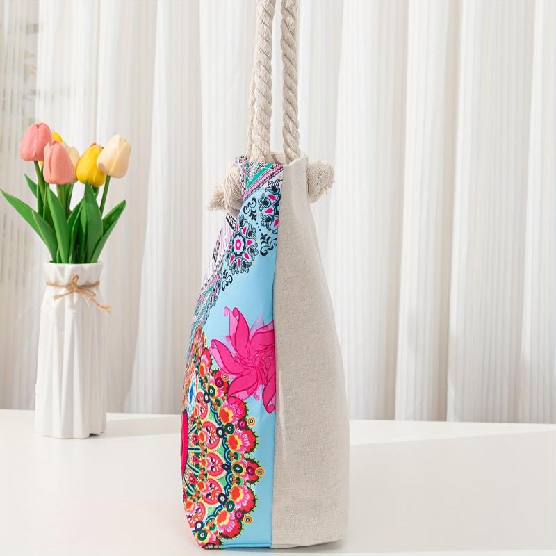 Ethnic Style Floral Print Tote Bag Beach Bag