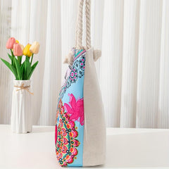 Ethnic Style Floral Print Tote Bag Beach Bag