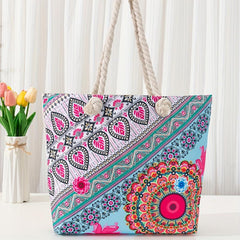 Ethnic Style Floral Print Tote Bag Beach Bag