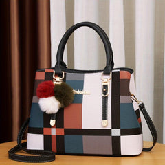 Plaid Crossbody Bag PU Leather Textured Shoulder Bag