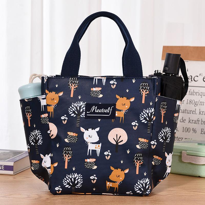 Cartoon Pattern Satchel Insulated Lunch Box Lightweight Portable Lunch Bag