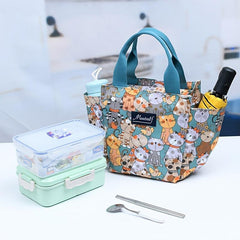 Cartoon Pattern Satchel Insulated Lunch Box Lightweight Portable Lunch Bag