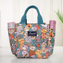 Cartoon Pattern Satchel Insulated Lunch Box Lightweight Portable Lunch Bag