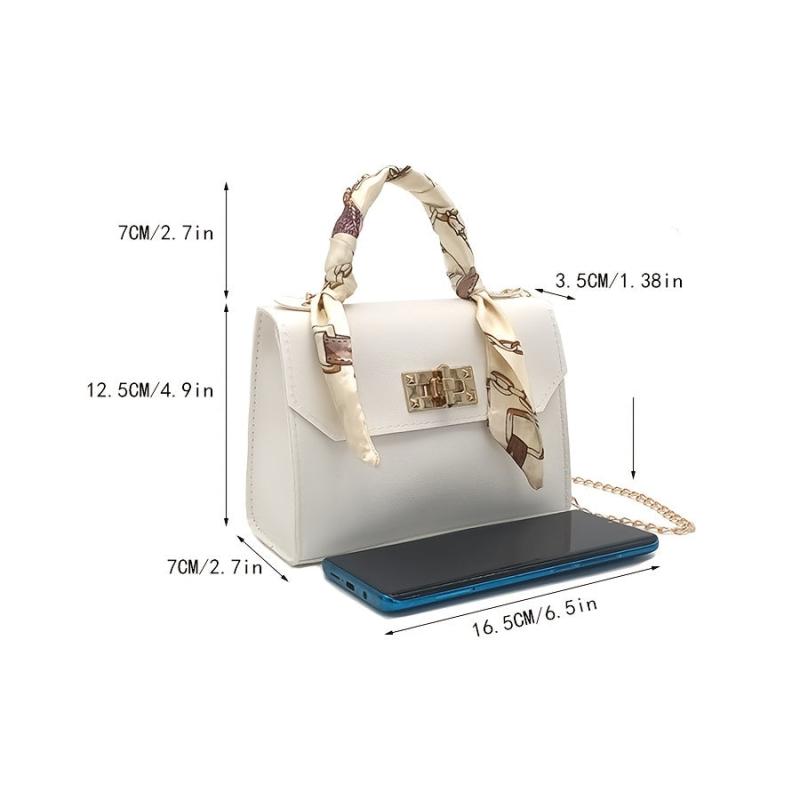 Solid Square Bag Turn Lock Satchel Small Shoulder Bag