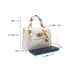 Solid Square Bag Turn Lock Satchel Small Shoulder Bag