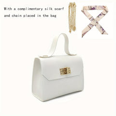 Solid Square Bag Turn Lock Satchel Small Shoulder Bag