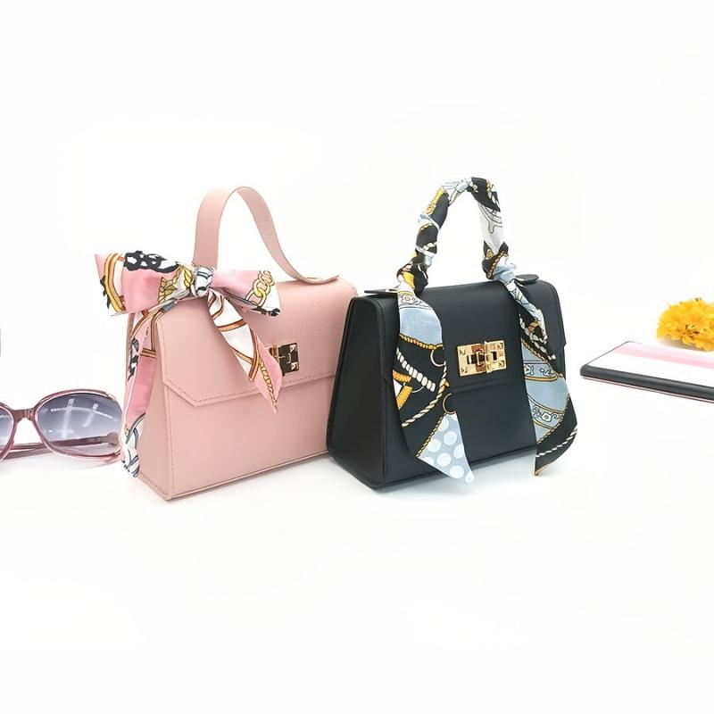 Solid Square Bag Turn Lock Satchel Small Shoulder Bag