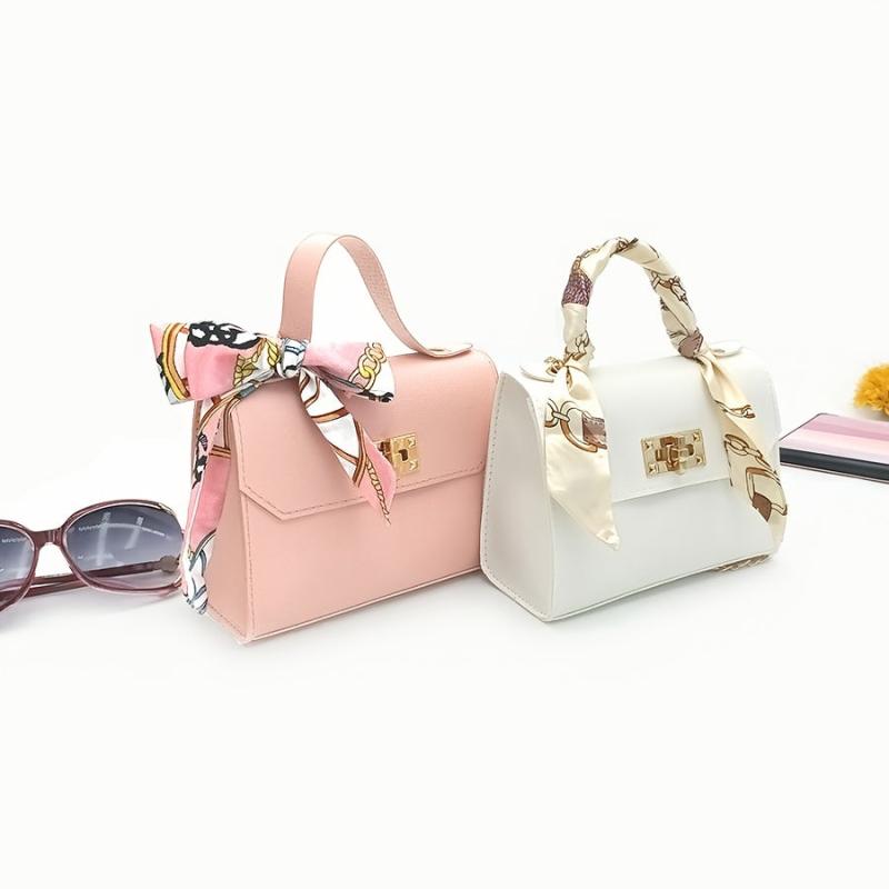 Solid Square Bag Turn Lock Satchel Small Shoulder Bag