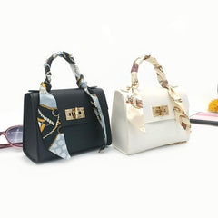 Solid Square Bag Turn Lock Satchel Small Shoulder Bag