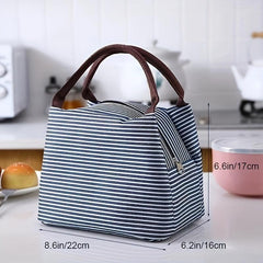 Striped Pattern Satchel Lunch Box Lightweight Portable Lunch Storage Bag