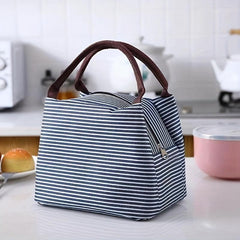 Striped Pattern Satchel Lunch Box Lightweight Portable Lunch Storage Bag