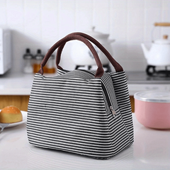 Striped Pattern Satchel Lunch Box Lightweight Portable Lunch Storage Bag
