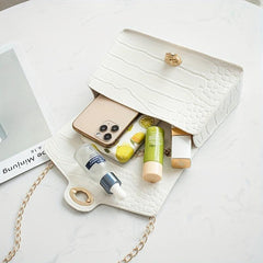 Crocodile Embossed Bag Turn Lock Shoulder Chain Bag
