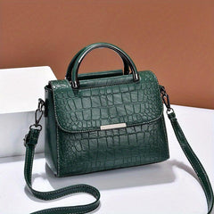 Crocodile Embossed Crossbody Bag Square Flap Shoulder Bag