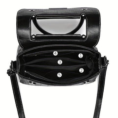 Crocodile Embossed Crossbody Bag Square Flap Shoulder Bag